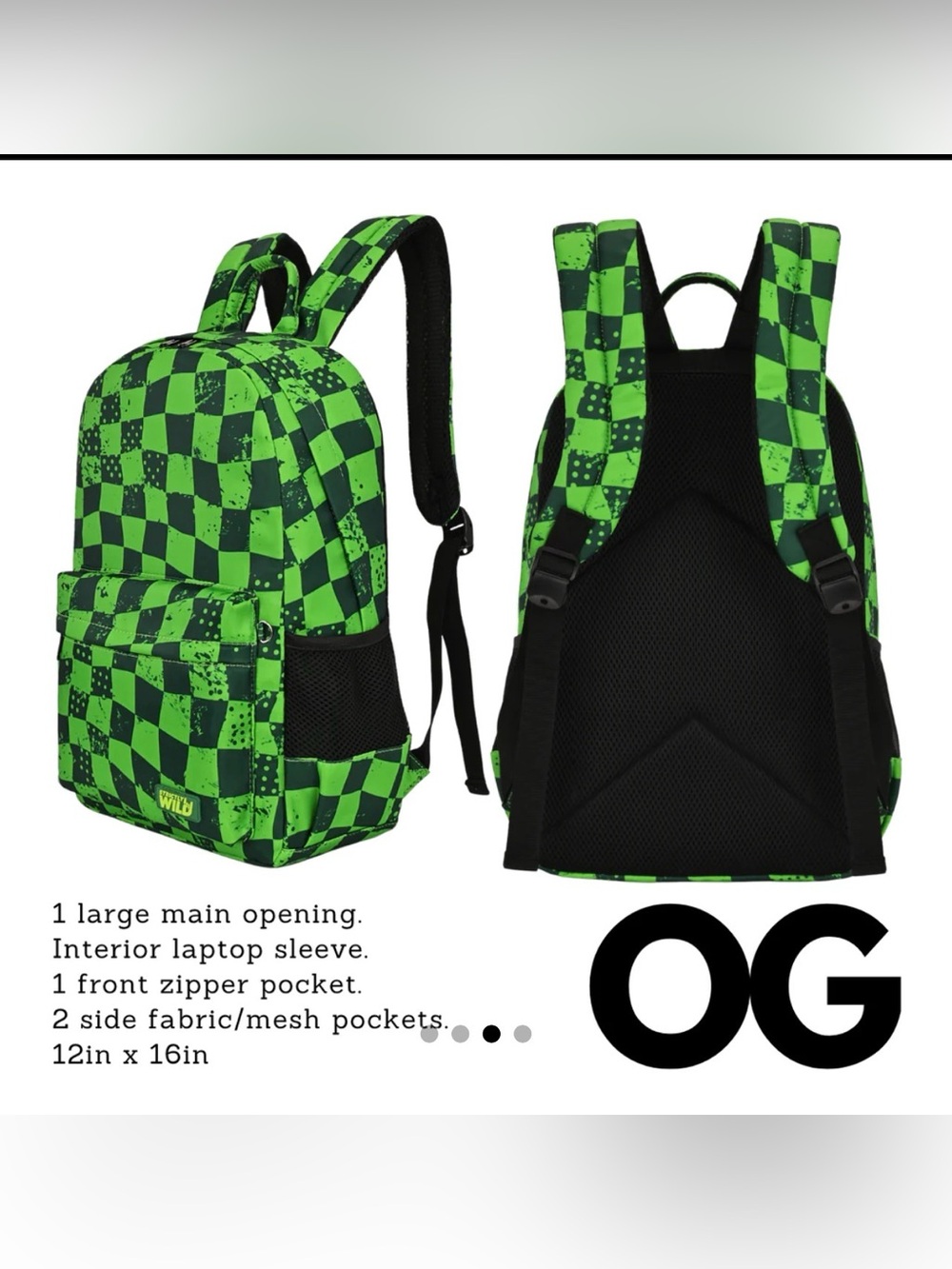 Highlighter Green Checkered - Wild Checkered Green Backpack for Men